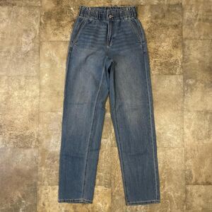 american eagle paper bag elastic waistband straight jeans size 2L